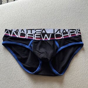 Andrew Christian Black Briefs with Blue Accents
